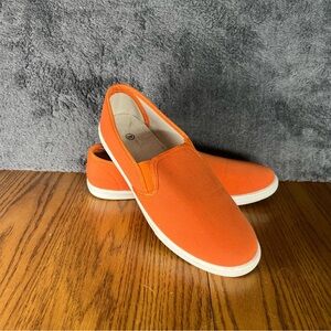 Bright Orange Canvas Everyday Versatile Comfy Unisex Slip-On Sneakers 9W/7.5M